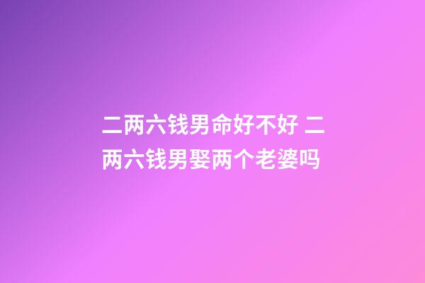 二两六钱男命好不好 二两六钱男娶两个老婆吗-第1张-观点-玄机派